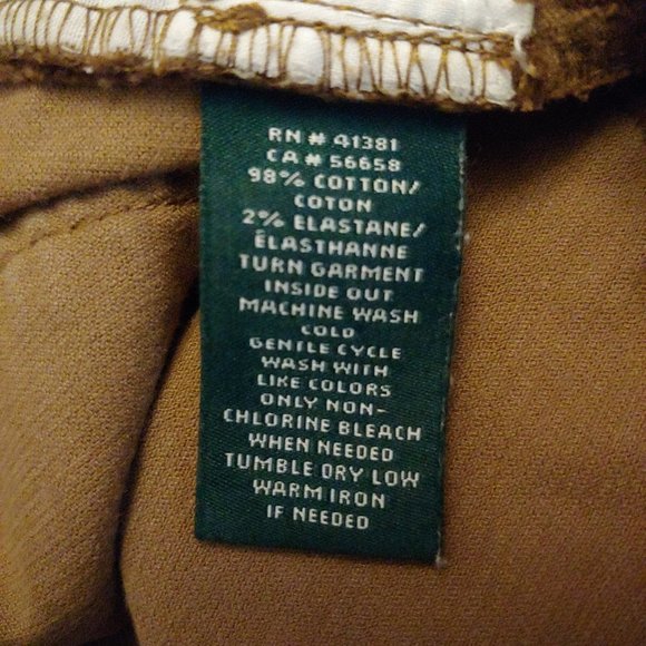Lauren Ralph Lauren corduroy brown pants size 8 bootcut - Picture 11 of 11